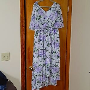 Women's Dress-High-Low Short Sleeve Dress